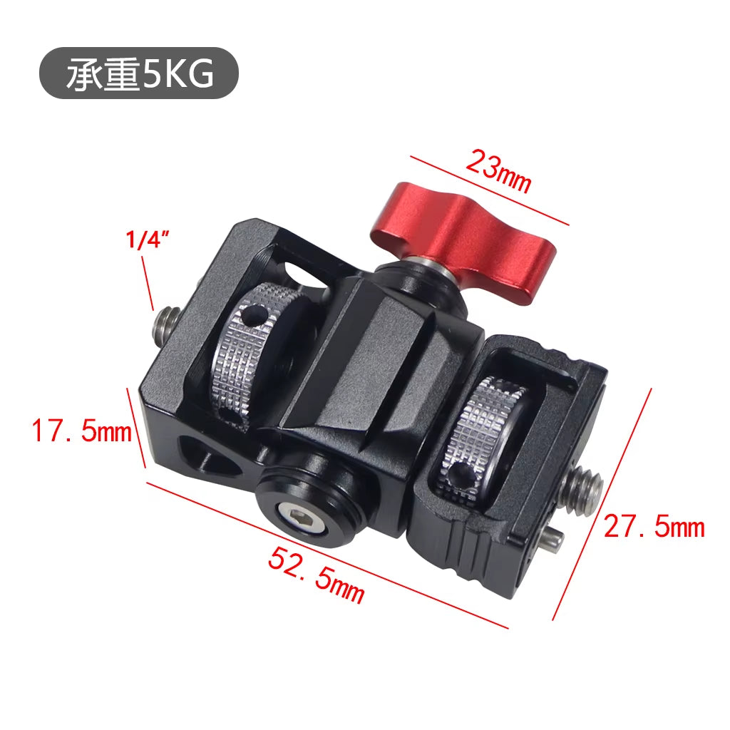 Mini Monitor Mount Holder Tripod Head with Cold Shoe Mount Adapter Swivel and Tilt Adjustable for Flash Microphone Fill Light