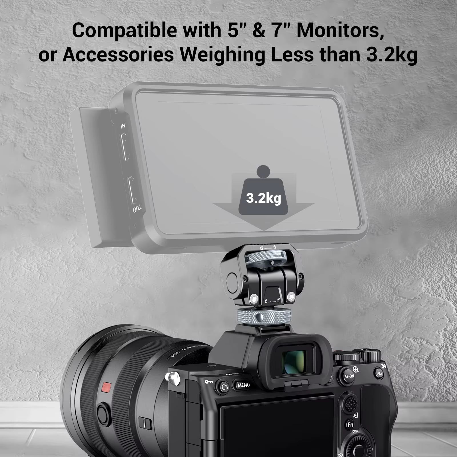 Monitor Mount Lite with Cold Shoe Swivel 360° and Tilt 180° Holder for Monitor LED & Video Shoot Accessories Magic Arm