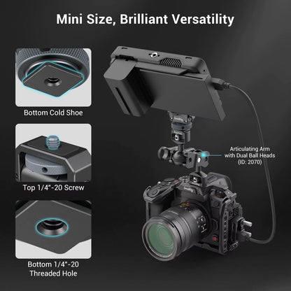 Monitor Mount Lite with Cold Shoe Swivel 360° and Tilt 180° Holder for Monitor LED & Video Shoot Accessories Magic Arm