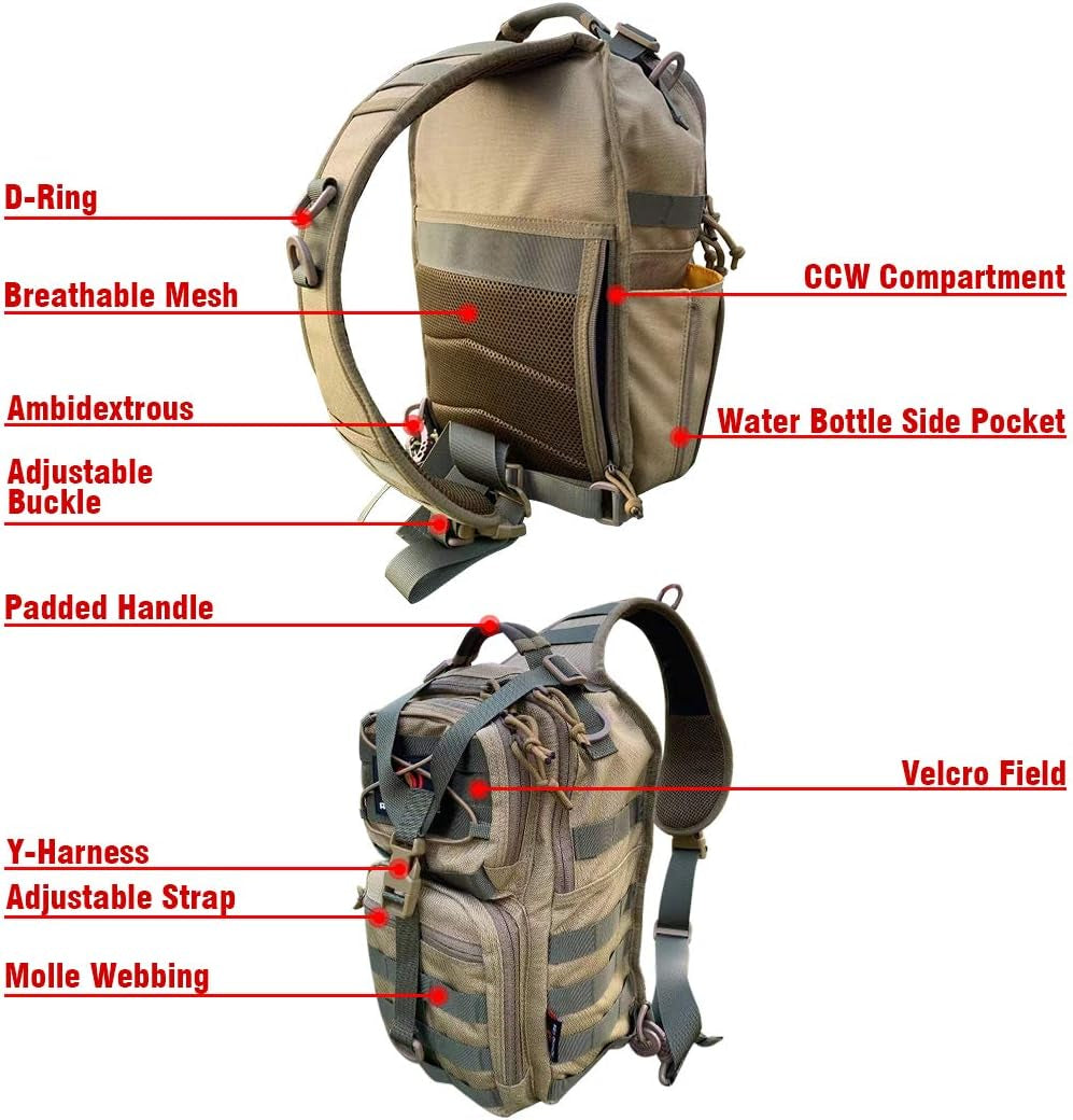 Slingshot Tactical Sling Pack, Military Rover Shoulder Sling Backpack, EDC Molle Assault Range Bag,Outdoor Sport Daypack for Every Day Carry,Trekking and Camping