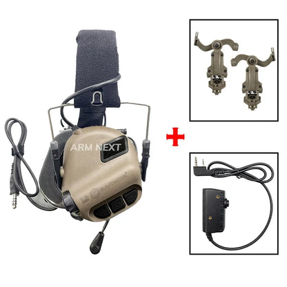 EARMOR M32 MOD4 Shooting Earmuffs Tactical Noise Reduction Headset with Helmet ARC Rail Adapter with Kenwood PTT Adapter New