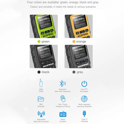 UV-5R Mini Walkie Talkie Multi Band Bluetooth Programming Wireless Copy Frequency 999CH Type-C Long Range Two Way Radio