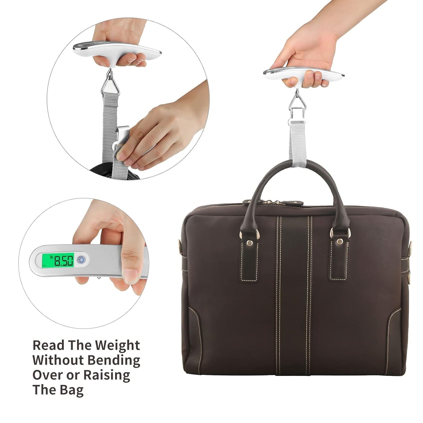 Luggage Weight Scale for Suitcases 110 Lbs Travel Accessories High Precision Travel Digital Hanging Scales 50Kg (White)