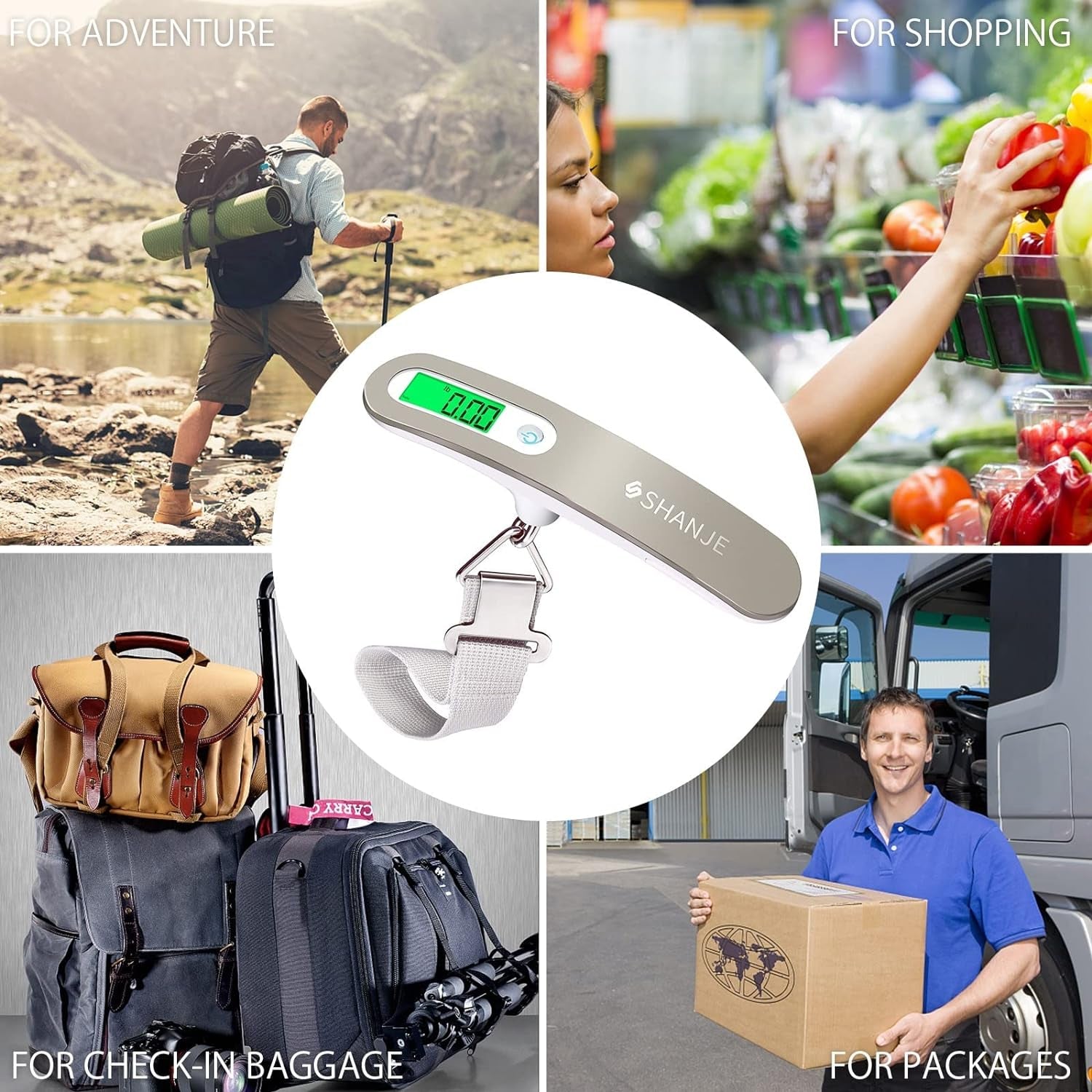 Luggage Weight Scale for Suitcases 110 Lbs Travel Accessories High Precision Travel Digital Hanging Scales 50Kg (White)